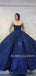Ball Gown Navy Blue Sequins Spaghetti Straps Sparkly Long Evening Prom Dresses, Cheap Custom Prom Dresses, MR7525