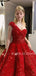 Ball Gown One Shoulder Burgundy Sequin Long Evening Prom Dresses, MR7619