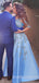 A-line Sky Blue Satin Appliques Long Evening Prom Dresses, Cheap Custom Prom Dresses, MR7768