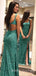 Green Sequin Spaghetti Straps  Long Mermaid Evening Prom Dresses, Cheap Custom Prom Dresses, MR7789