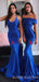 Sexy Mermaid Royal Blue Satin Long Evening Prom Dresses, Cheap Custom Prom Dress, MR7903