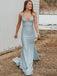 Spaghetti Straps Mermaid Long Grey Evening Prom Dresses, Cheap Custom Prom Dresses, MR7910