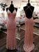 Mermaid Sequin Long Spaghetti Straps Evening Prom Dresses, Cheap Custom Prom Dresses, MR7951