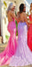 Mermaid Coral Tulle Appliques Long Evening Prom Dresses, MR7953