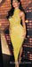Yellow Sequin Mermaid Long Evening Prom Dresses, Cheap Custom Prom Dresses, MR7963