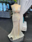 Champagne Sequin V-neck Mermaid Long Evening Prom Dresses, Cheap Custom Prom Dresses, MR7975