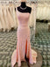 Pink Sequin One Shoulder Long Mermaid Evening Prom Dresses, Cheap Custom Prom Dresses, MR7981