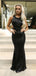 Black Sequin Backless Long Evening Prom Dresses, Mermaid Sparkly Custom Prom Dress, MR8222