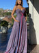 Spaghetti Straps A-line Long Evening Prom Dresses, Sparkly Sweetheart Custom Prom Dresses, MR8271