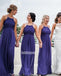 Dark Blue Halter A-line Chiffon Long Bridesmaid Dresses BMD018