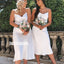 Elegant White Spaghetti Strap Short Bridesmaid Dresses BMD022