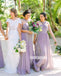 Elegant Purple Halter A-line Long Bridesmaid Dresses  BMD027