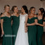 Popular Dark Green Split Side Long Bridesmaid Dresses  BMD030