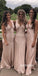 V Neck Mermaid Long Wedding Party Bridesmaid Dresses BP121