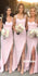 Side Split Spaghetti Strap Long Bridesmaid Dresses GDW114