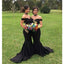 Black Off the Shoulder Sexy Mermaid Cheap Long Bridesmaid Dresses, BG51312