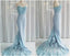 Charming Blue Lace Mermaid Elegant Cheap Long Bridesmaid Dresses, BG51476 - Bubble Gown