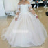 Elegant White  A-line Long Sleeve Tulle Flower Girl Dresses, FDH007