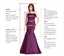 A-line Purple Satin Beaded Backless Long Evening Prom Dresses, Cheap Custom prom dresses, MR7844