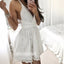 White Elegant Spaghetti Strap Lace Short Homecoming Dresses HDY003