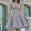 Grey strapless Gorgeous Straight Neck A-line homecoming prom gown dress, BH126