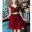 Burgundy Beaded Top Lace Two Pieces Short Homecoming Dresses, BH121 - Bubble Gown