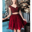 Burgundy Beaded Top Lace Two Pieces Short Homecoming Dresses, BH121