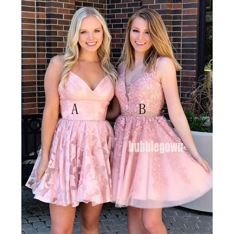 Pretty Lace School Graduation Pink Short Homecoming Dresses DSA131