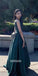 Simple Emerald V-neck Long Prom Dresses FP1177