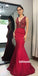 Elegant Red V-neck Mermaid Party Prom Dresses FP1183