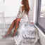 Sexy White Lace Long Sleeves Mermaid Prom Dresses FP1188