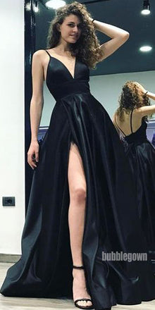 Sexy Black V-neck Side Split Long Prom Dress  FP1200