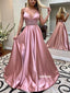 Elegant V-neck Spaghetti Strap Beads Long Prom Dress  FP1203