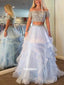 Two Pieces Sabrina Sequins Tulle Prom Dresses FP1212