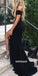 Sexy Black Off Shoulder Side Split Long Prom Dresses FP1208