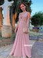 Elegant Pink V-neck Spaghetti Straps Prom Dresses FP1220