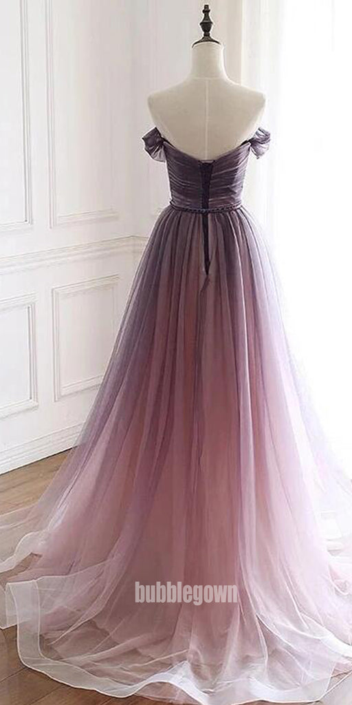 Elegant Off Shoulder Tulle Long Prom Dresses FP1223