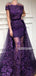 Short Sleeves Lace Applique Long Prom Dresses FP1120