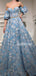 A-line Blue Sweetheart Applique Long Prom Dresses FP1121