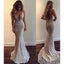 Popular V Neck Mermaid Open Back Long Evening Prom Dresses, WP018