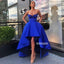 Royal Blue High Low A Line Sleeveless Long Prom Dresses GDW109