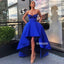 Royal Blue High Low A Line Sleeveless Long Prom Dresses GDW109