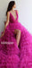 V-neck Side Split Tulle A-line Long Prom Dresses FP1122