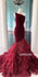 One Shoulder Mermaid Tulle Velvet Long Prom Dresses GDW111