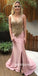 Pink Side Split Unique Mermaid Sexy Long Evening Prom Dress, BGP053