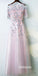 Charming Half Sleeves Tulle Applique Light Pink Cheap Long Prom Dresses, BGP021