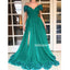 Off the Shoulder A-line Side Split Tulle Long Prom Dresses FP1136