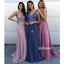 Beaded V-neck Chiffon A-line Long Prom Dresses FP1111