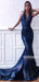 Halter Mermaid Open Back Sexy Long Prom Dresses FP1142