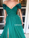 Off the Shoulder A-line Side Split Tulle Long Prom Dresses FP1136